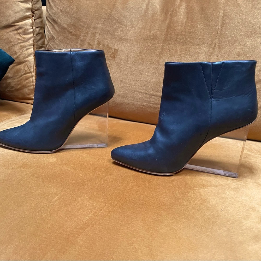 H&M Leather boot with Lucite heel Size 9